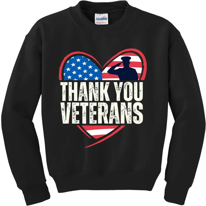 Thank You Veterans Day Memorial Day Partiotic Military Usa Kids Sweatshirt