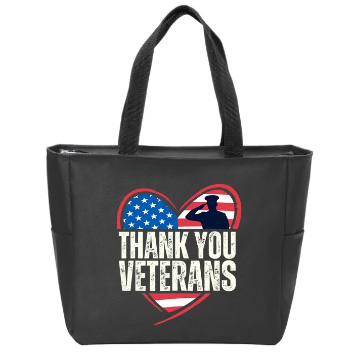 Thank You Veterans Day Memorial Day Partiotic Military Usa Zip Tote Bag