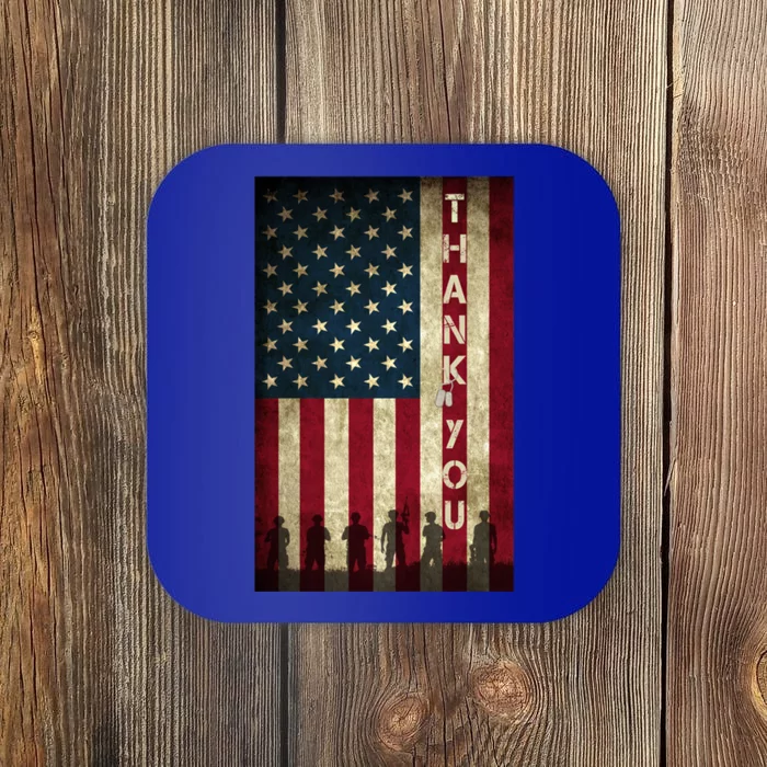 Thank You Veterans Memorial Day Military Patriotic Flag Funny Gift Coaster