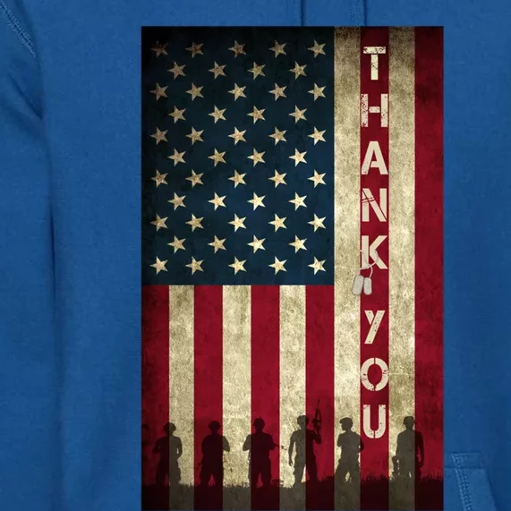 Thank You Veterans Memorial Day Military Patriotic Flag Funny Gift Premium Hoodie