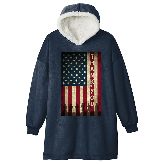 Thank You Veterans Memorial Day Military Patriotic Flag Funny Gift Hooded Wearable Blanket