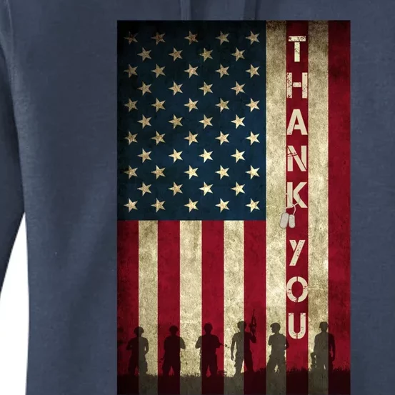 Thank You Veterans Memorial Day Military Patriotic Flag Funny Gift Women's Pullover Hoodie