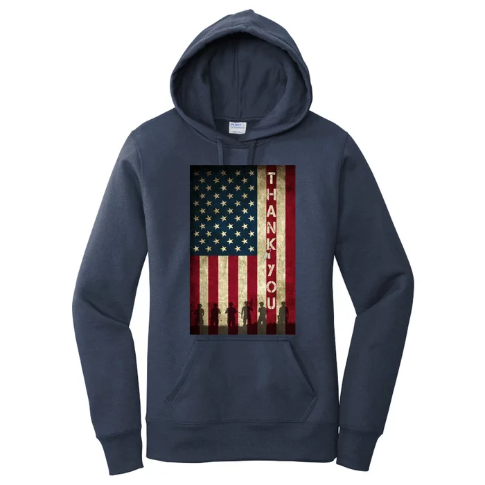 Thank You Veterans Memorial Day Military Patriotic Flag Funny Gift Women's Pullover Hoodie