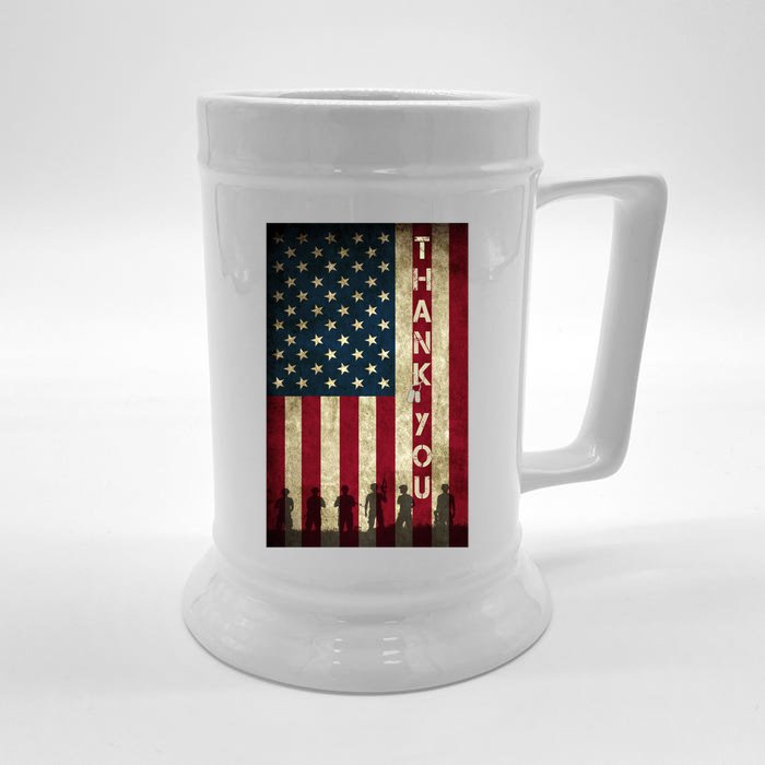 Thank You Veterans Memorial Day Military Patriotic Flag Funny Gift Front & Back Beer Stein