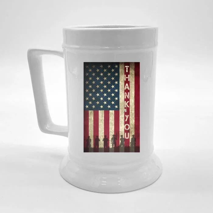 Thank You Veterans Memorial Day Military Patriotic Flag Funny Gift Front & Back Beer Stein