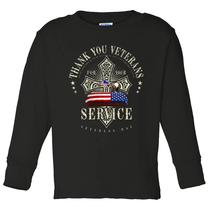 Thank you Veterans For Your Service Veterans Day Toddler Long Sleeve Shirt