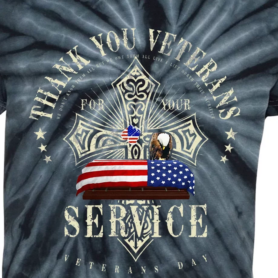 Thank you Veterans For Your Service Veterans Day Kids Tie-Dye T-Shirt