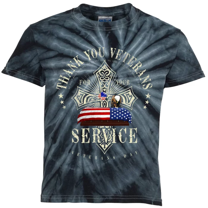 Thank you Veterans For Your Service Veterans Day Kids Tie-Dye T-Shirt