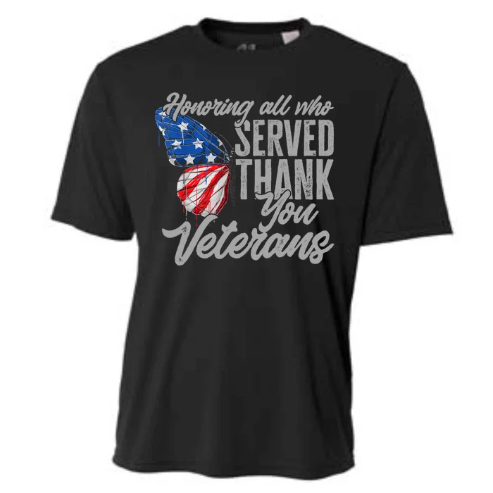 Thank You Veterans Day Honoring All Who Served Butterfly Cooling Performance Crew T-Shirt