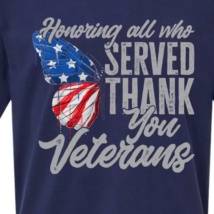 Thank You Veterans Day Honoring All Who Served Butterfly Sueded Cloud Jersey T-Shirt