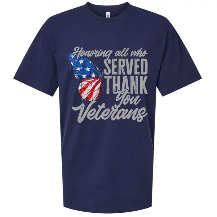 Thank You Veterans Day Honoring All Who Served Butterfly Sueded Cloud Jersey T-Shirt