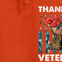 Thank You Veterans Military Boot Memorial Day Flower Funny Gift Dry Zone Grid Performance Polo