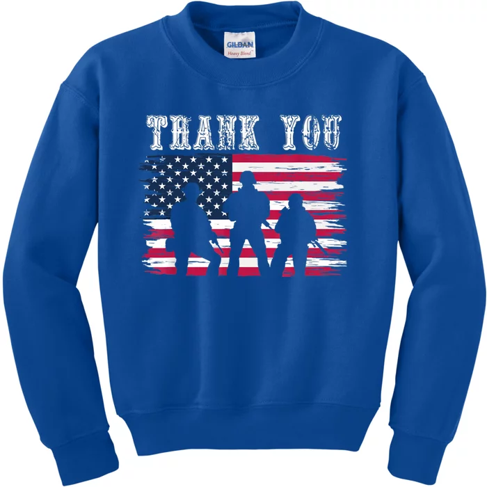 Thank You Veterans Gift Veterans Day Memorial Day Meaningful Gift Kids Sweatshirt