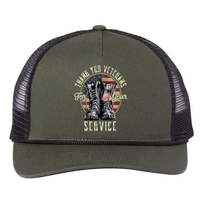 Thank you Veterans For Your Service Veterans Day Retro Rope Trucker Hat Cap