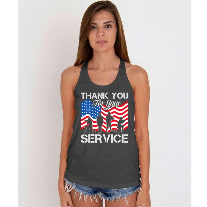 Thank You Veterans For Your Service Veterans Day Women's Knotted Racerback Tank