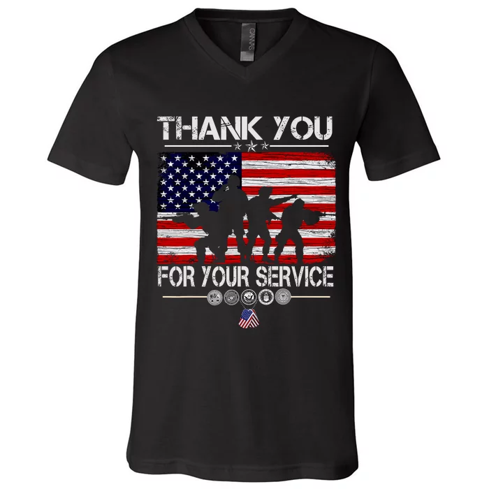 Thank You Veterans For Your Service Veterans Day V-Neck T-Shirt