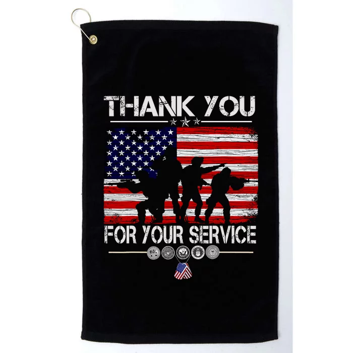 Thank You Veterans For Your Service Veterans Day Platinum Collection Golf Towel