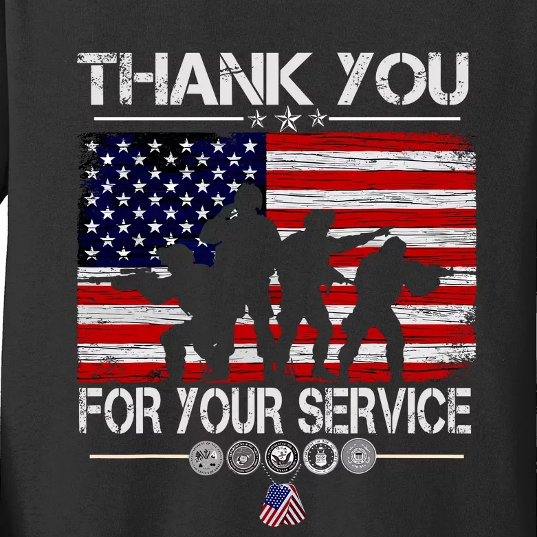 Thank You Veterans For Your Service Veterans Day Kids Long Sleeve Shirt