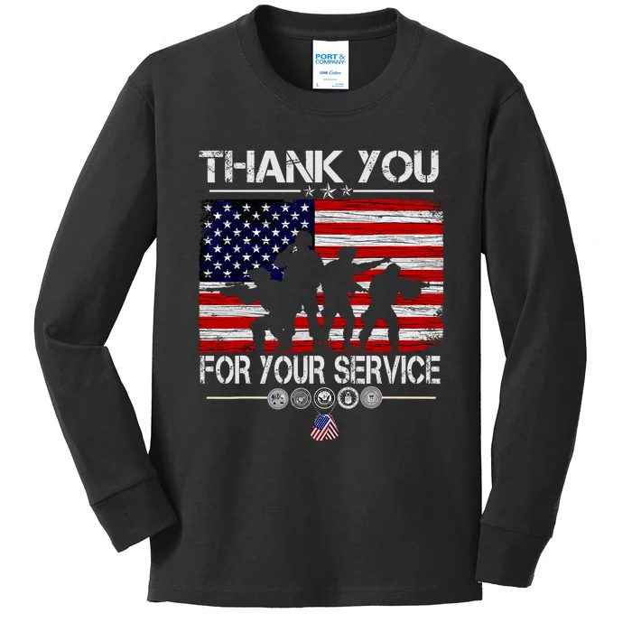 Thank You Veterans For Your Service Veterans Day Kids Long Sleeve Shirt