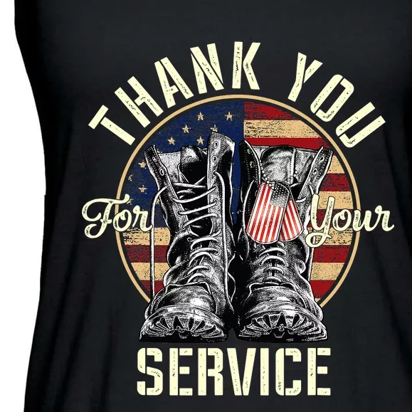 Thank you Veterans For Your Service Veterans Day Ladies Essential Flowy Tank