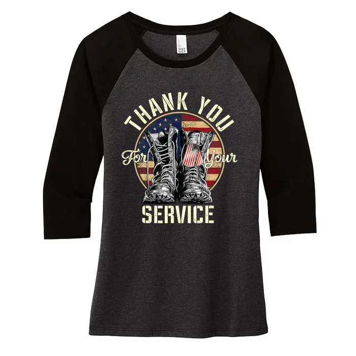 Thank you Veterans For Your Service Veterans Day Women's Tri-Blend 3/4-Sleeve Raglan Shirt