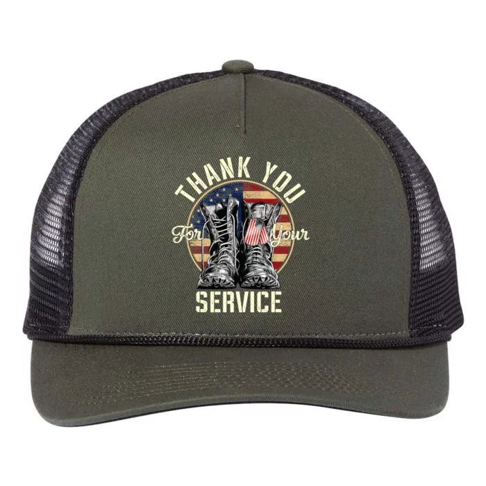 Thank you Veterans For Your Service Veterans Day Retro Rope Trucker Hat Cap