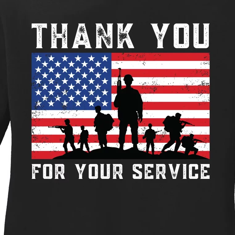 Thank You Veterans For Your Service Veterans Day Ladies Long Sleeve Shirt