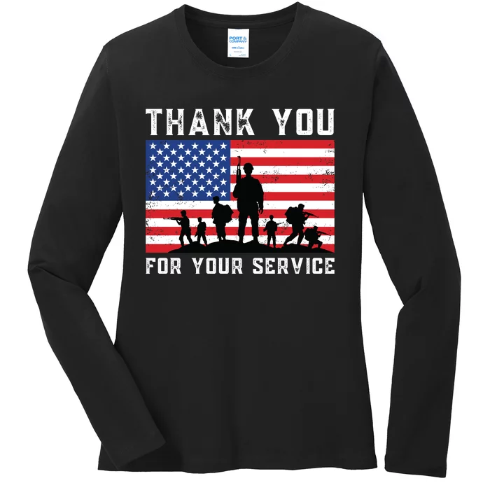 Thank You Veterans For Your Service Veterans Day Ladies Long Sleeve Shirt