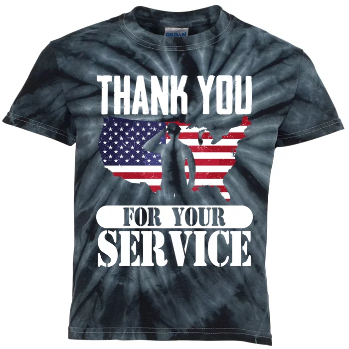 Thank You Veterans For Your Service Veterans Day Kids Tie-Dye T-Shirt