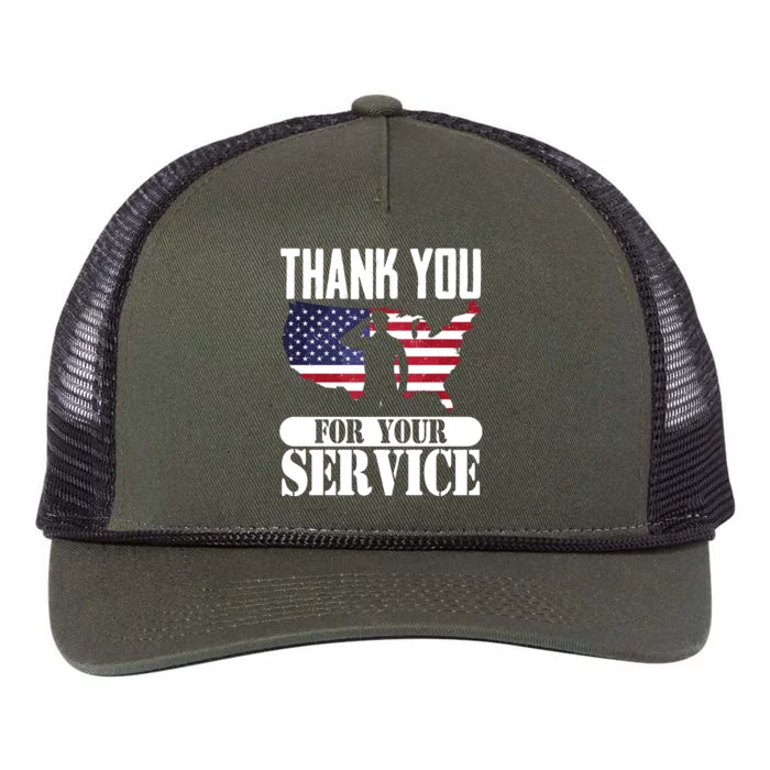 Thank You Veterans For Your Service Veterans Day Retro Rope Trucker Hat Cap