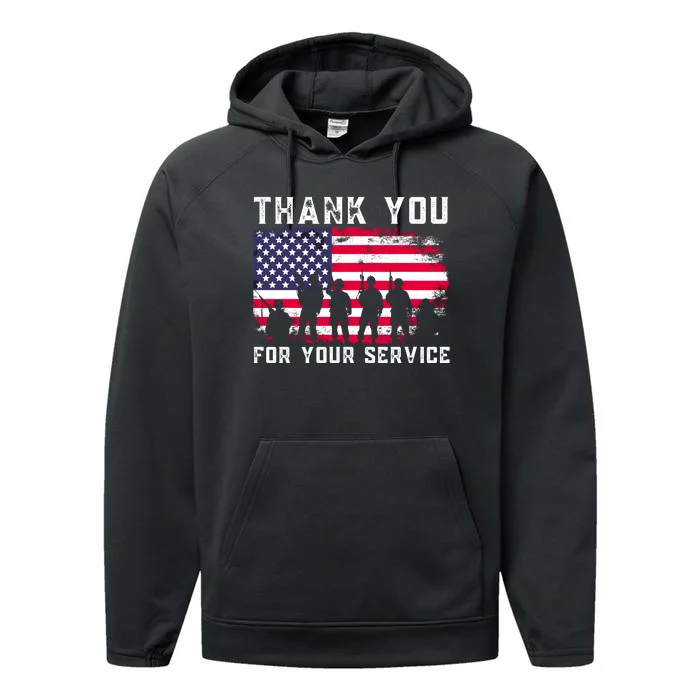 Thank You Veterans For Your Service Veterans Day Performance Fleece Hoodie