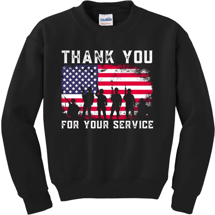 Thank You Veterans For Your Service Veterans Day Kids Sweatshirt