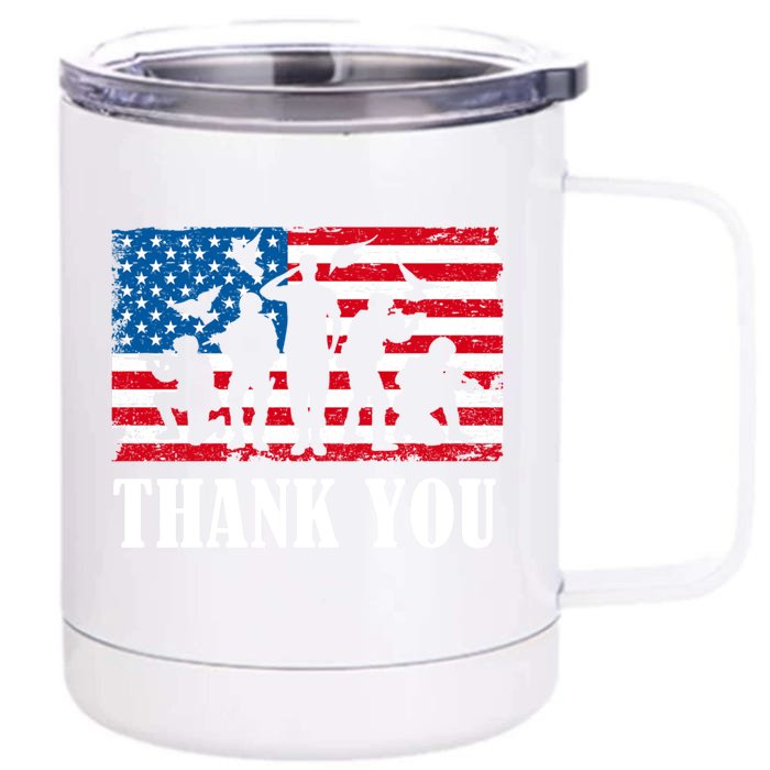 Thank You! Veterans Day And Memorial Day Partiotic Military Gift Front & Back 12oz Stainless Steel Tumbler Cup