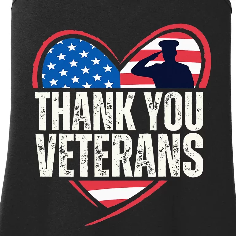 Thank You Veterans Day Memorial Day Partiotic Military Usa Ladies Essential Tank