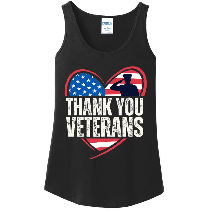 Thank You Veterans Day Memorial Day Partiotic Military Usa Ladies Essential Tank