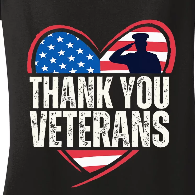 Thank You Veterans Day Memorial Day Partiotic Military Usa Women's V-Neck T-Shirt