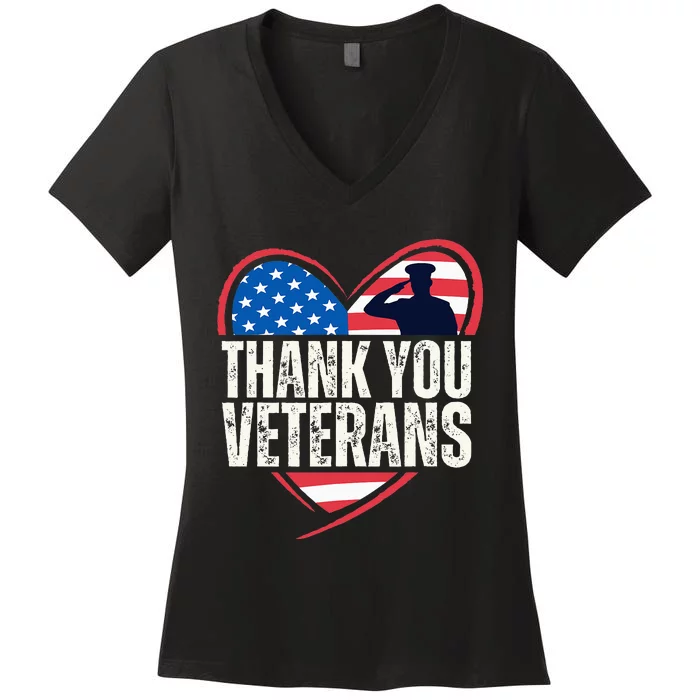 Thank You Veterans Day Memorial Day Partiotic Military Usa Women's V-Neck T-Shirt