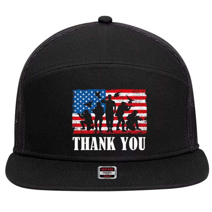 Thank You! Veterans Day & Memorial Day Partiotic Military 7 Panel Mesh Trucker Snapback Hat