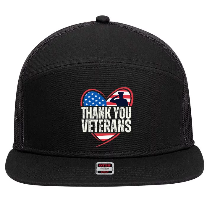 Thank You Veterans Day Partiotic Military Usa 7 Panel Mesh Trucker Snapback Hat