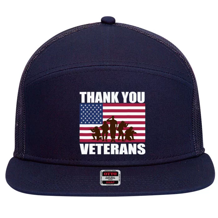 Thank You Veterans Day, Day Memorial 7 Panel Mesh Trucker Snapback Hat