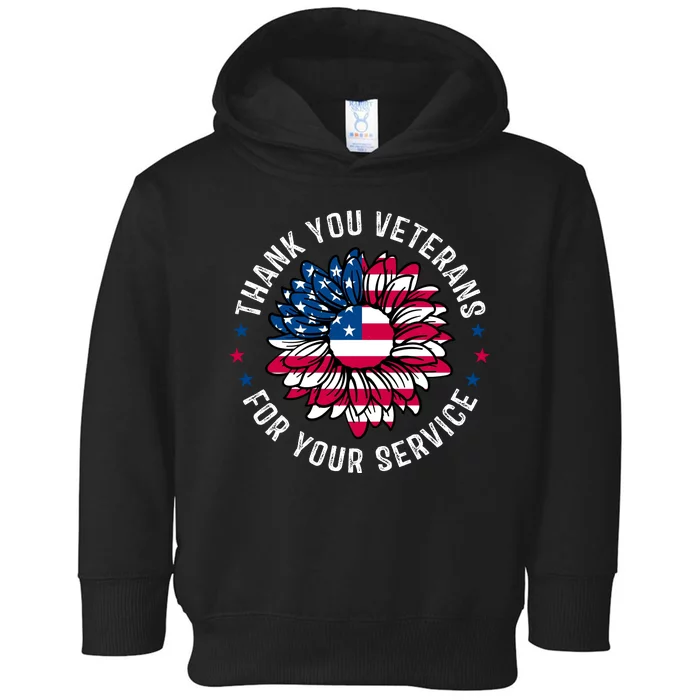 Thank You Veterans For You Service Usa Floral Toddler Hoodie