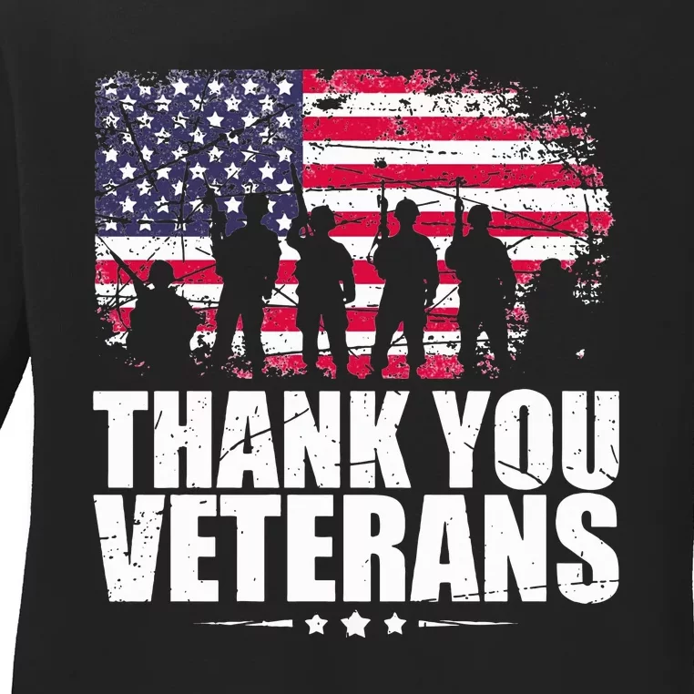 Thank You! Veterans Day & Memorial Day Partiotic Military Ladies Long Sleeve Shirt