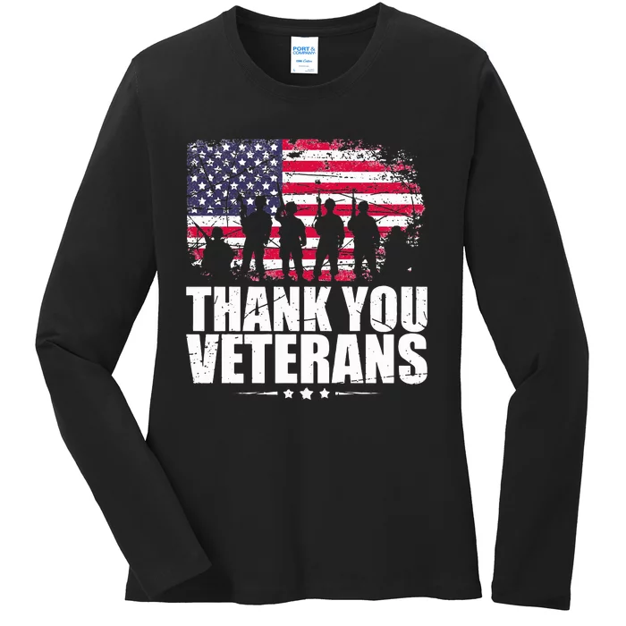 Thank You! Veterans Day & Memorial Day Partiotic Military Ladies Long Sleeve Shirt