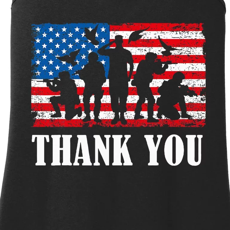 Thank You! Veterans Day & Memorial Day Partiotic Military Ladies Essential Tank