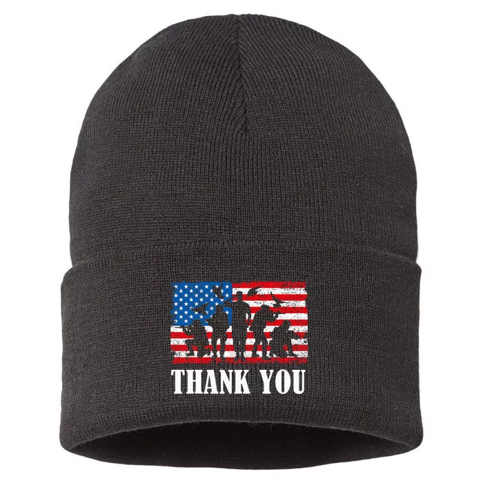 Thank You! Veterans Day & Memorial Day Partiotic Military Sustainable Knit Beanie