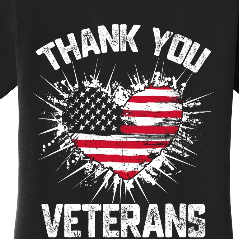 Thank You Veterans American Flag Veterans Day 2024 Women's T-Shirt