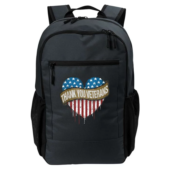 Thank You Veterans Day American Flag Heart Military Army Daily Commute Backpack