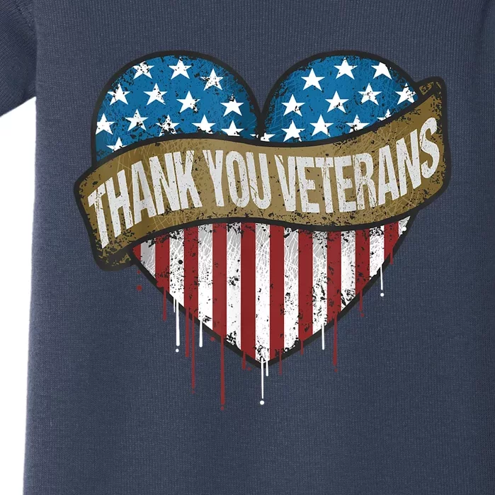 Thank You Veterans Day American Flag Heart Military Army Baby Bodysuit