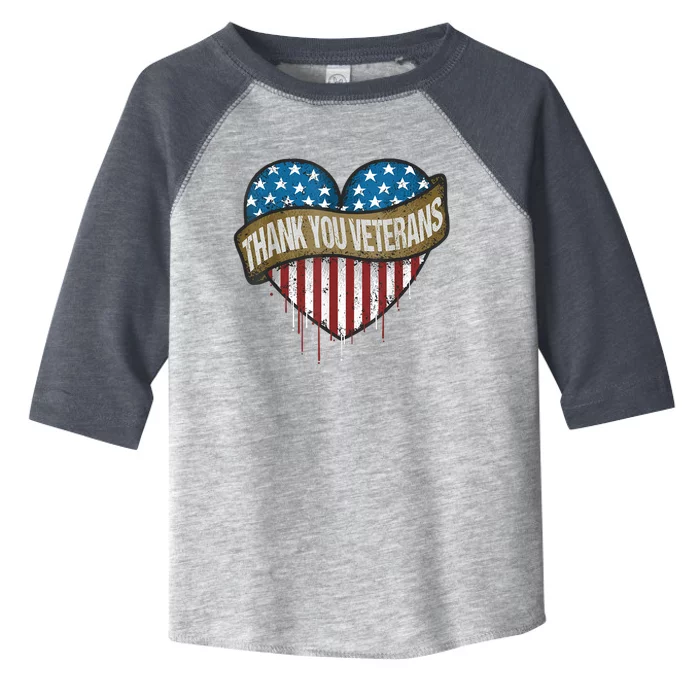 Thank You Veterans Day American Flag Heart Military Army Toddler Fine Jersey T-Shirt