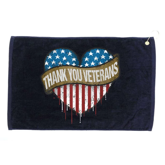 Thank You Veterans Day American Flag Heart Military Army Grommeted Golf Towel